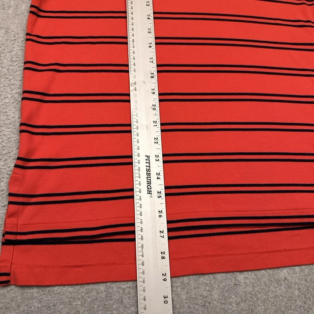 Vintage Polo Ralph Lauren Polo Shirt Men's L Red/Orange Striped 100% Cotton Golf